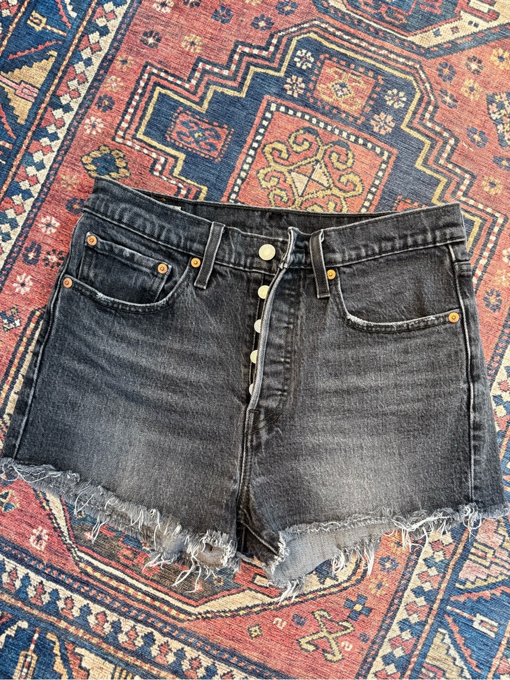 Levi's Black Washed Denim Cutoff Shorts